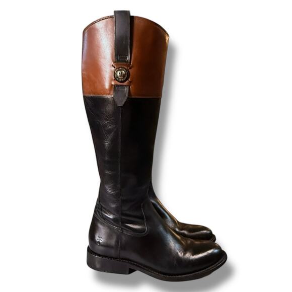 Frye Jayden Boots Womens Black Brown Leather Button StrapTall Size 6 - Picture 5 of 11